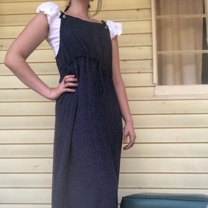 Blue Floral Maxi Overall-Style Dress!